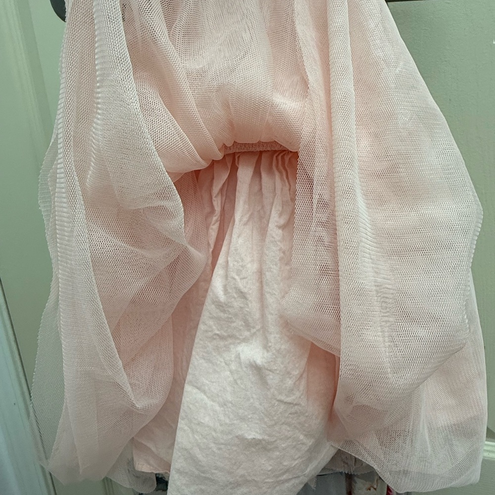Popatu Baby Girl Pink Floral Tulle Overlay Dress - Picture 6 of 6